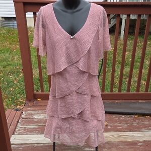 SLNY Blush Layered Mini Dress